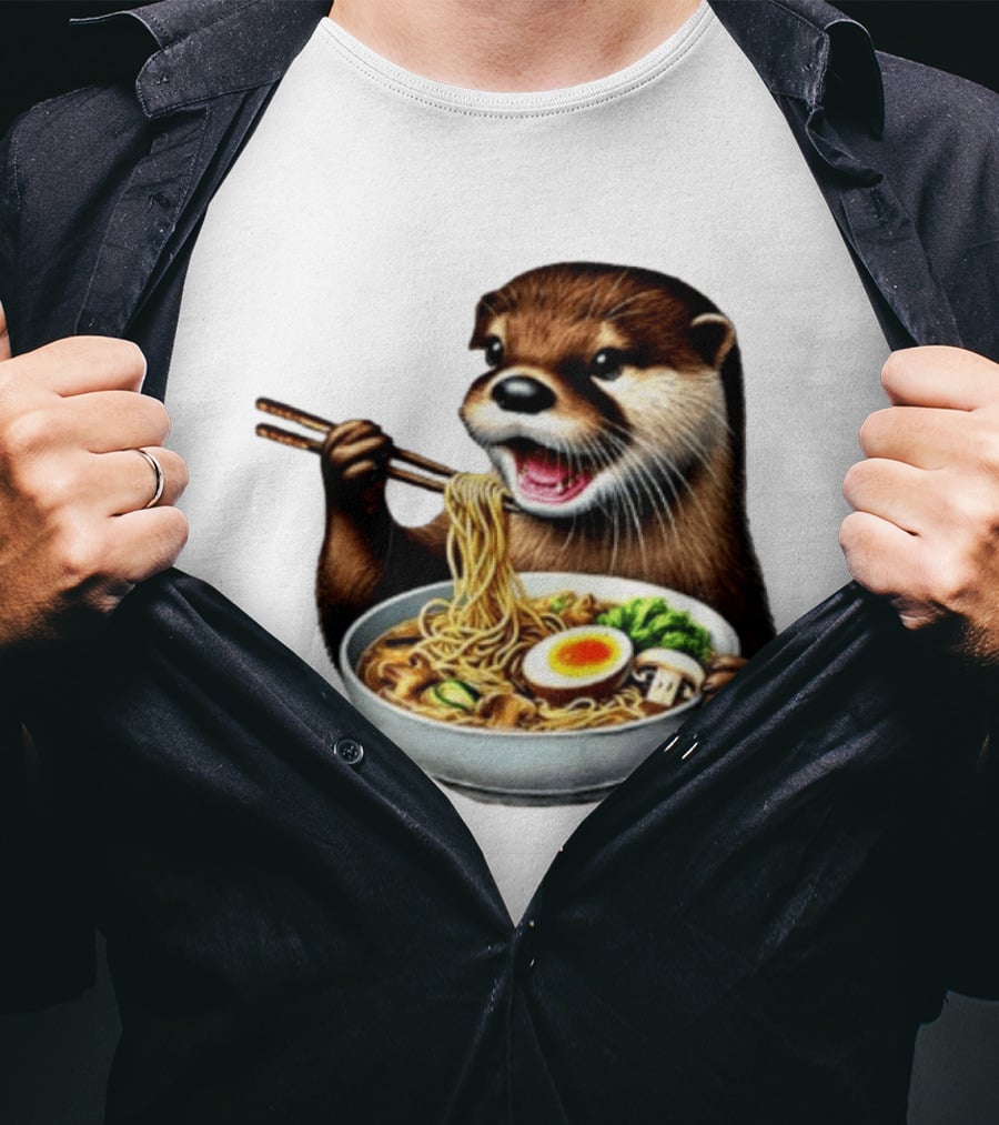 Trendy Otter Enjoying Ramen Bowl Meme T-Shirt