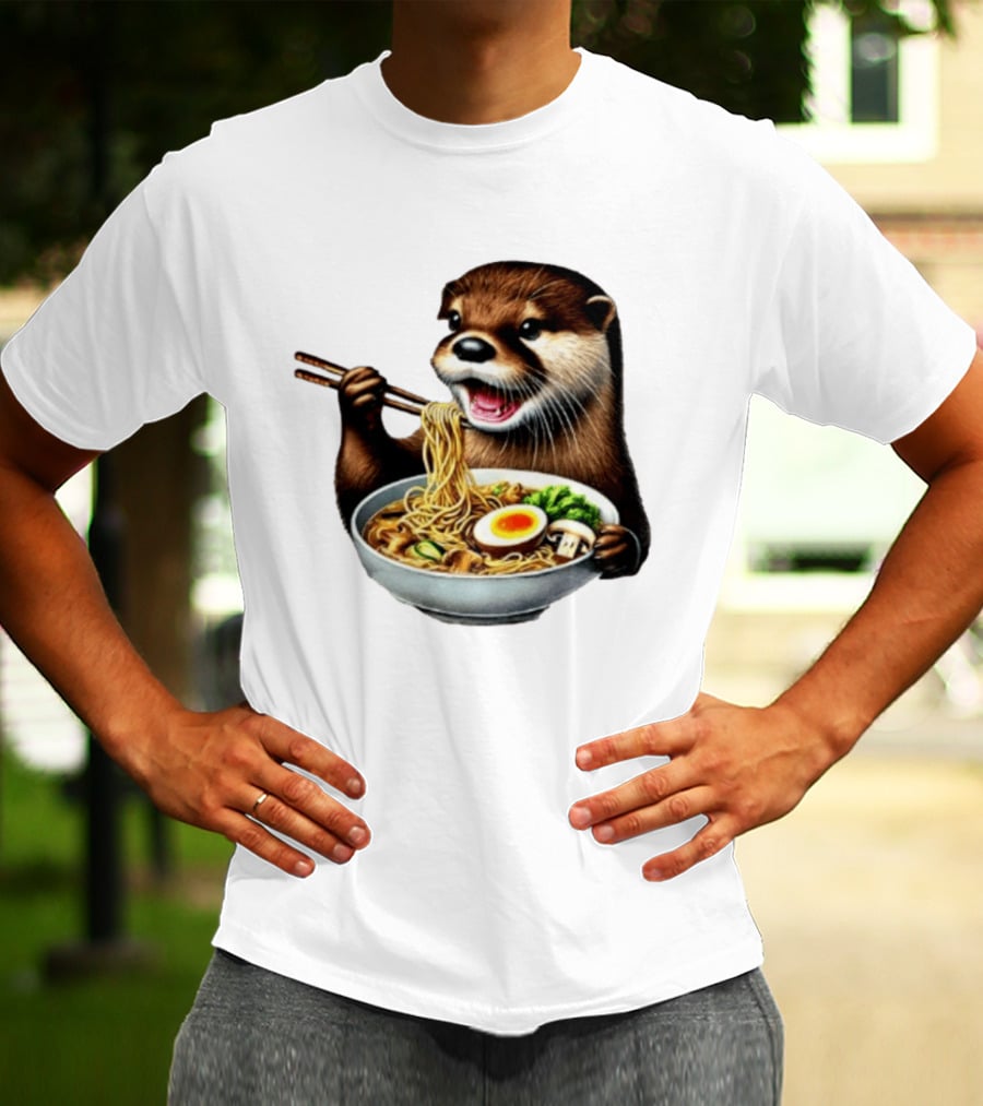 Trendy Otter Enjoying Ramen Bowl Meme T-Shirt