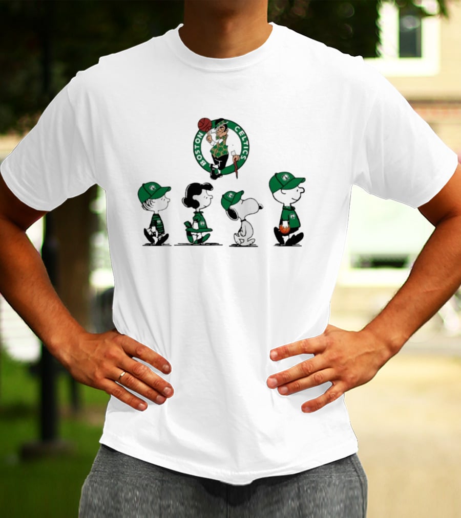 Peanuts Characters Boston Celtics Basketball Sports T-Shirt