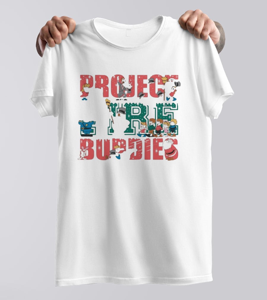 Project Fire Buddies Christmas Animated Characters And Santa Claus T-Shirt