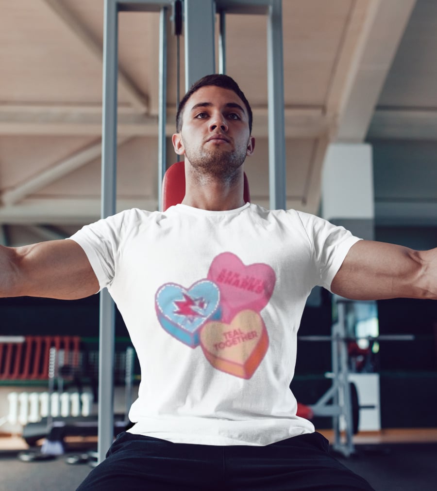 San Jose Sharks Valentine Candy Heart Teal Together T-Shirt