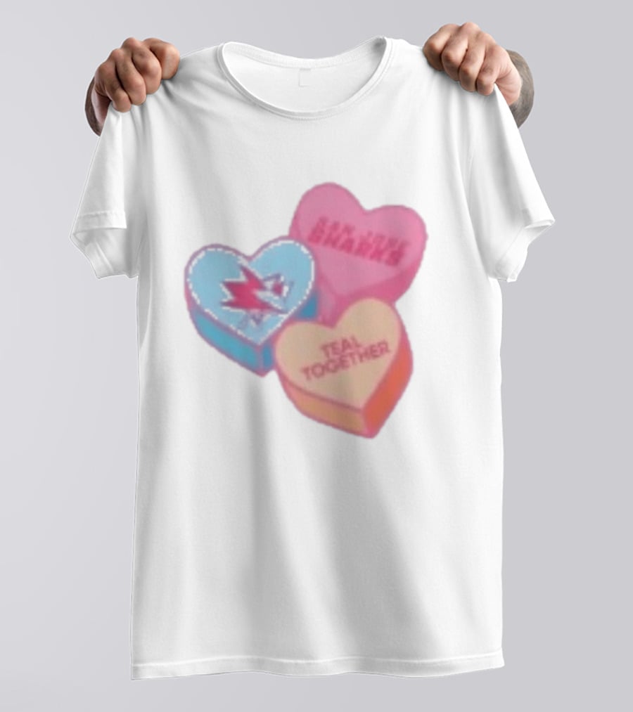 San Jose Sharks Valentine Candy Heart Teal Together T-Shirt