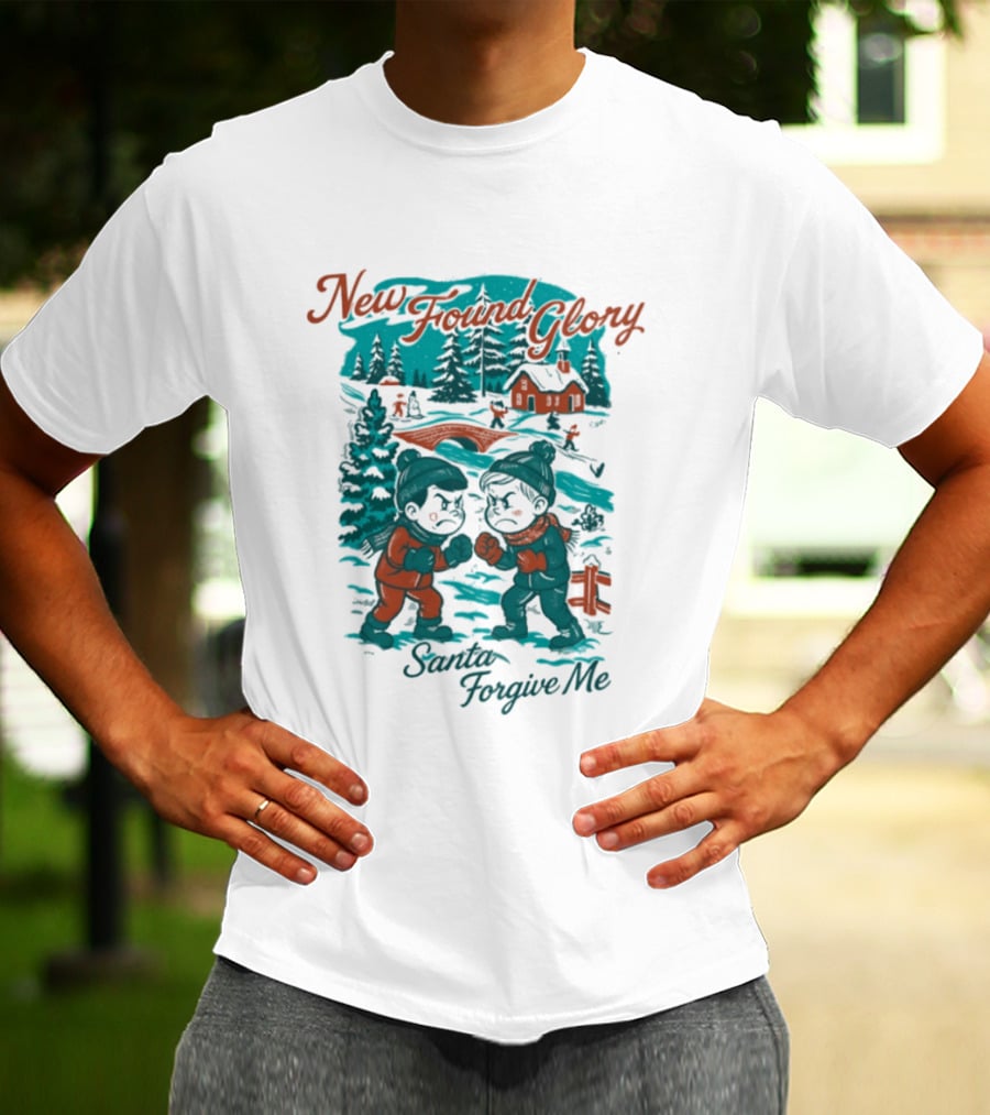 New Found Glory Santa Forgive Me Winter Scene T-Shirt