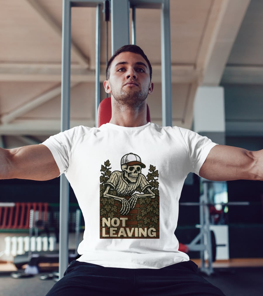 Skeleton Baseball Player Not Leaving Brick Wall Ivy Cap T-Shirt