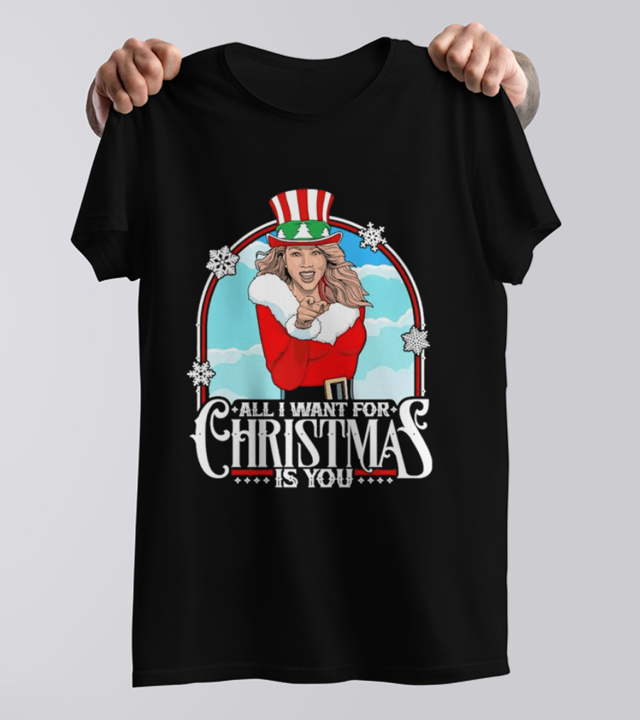All I Want For Christmas Is You Mariah Carey Santa Christmas Music Holiday T-Shirt