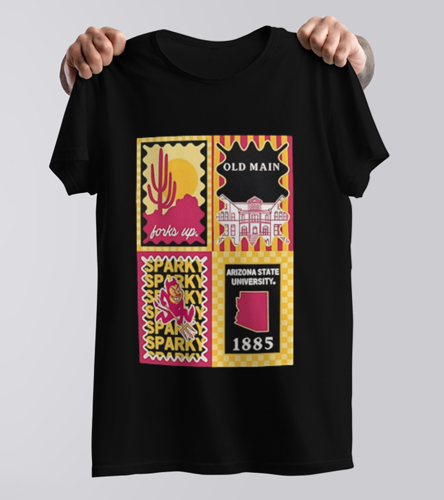 Arizona State University Forks Up Sparky Old Main 1885 T-Shirt