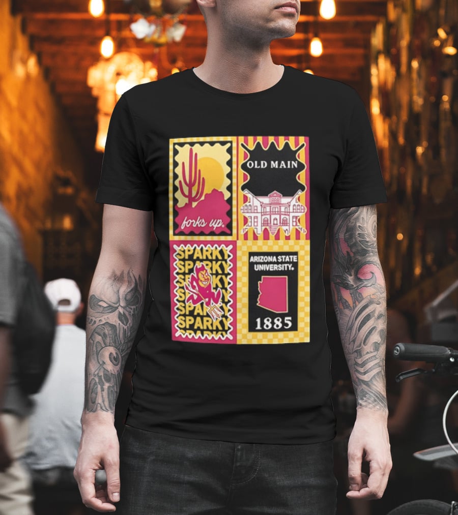 Arizona State University Forks Up Sparky Old Main 1885 T-Shirt