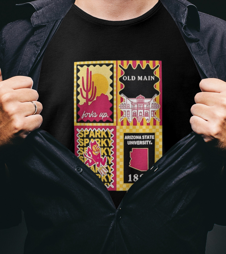 Arizona State University Forks Up Sparky Old Main 1885 T-Shirt