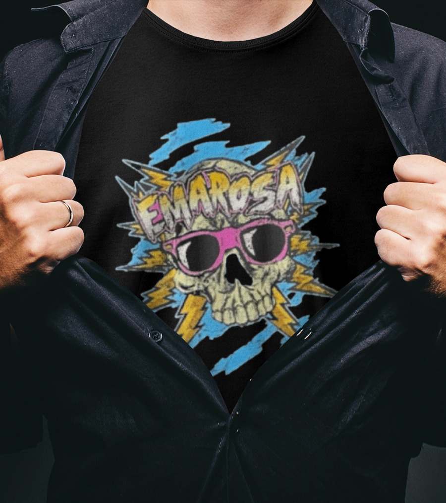 Emarosa Skull With Sunglasses And Lightning Burst T-Shirt