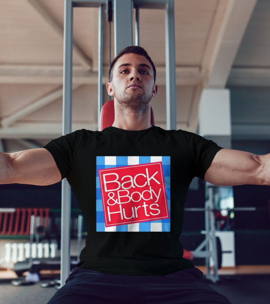 Back And Body Hurts Blue Gingham Square Red T-Shirt