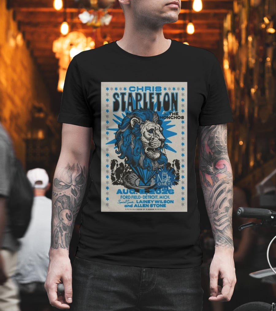 Chris Stapleton The Honchos Ford Field Detroit Aug 08 2026 Special Guests Lainey Wilson Allen Stone T-Shirt