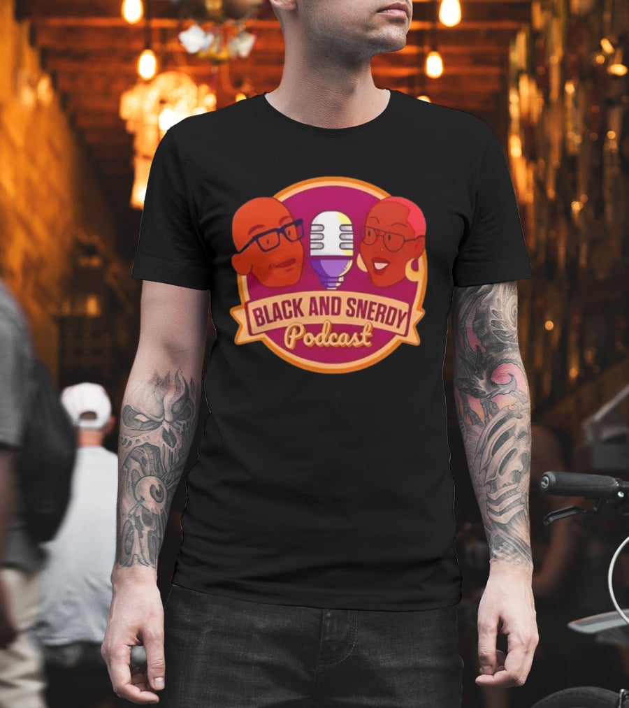 Black And Snerdy Podcast Hosts Microphone T-Shirt