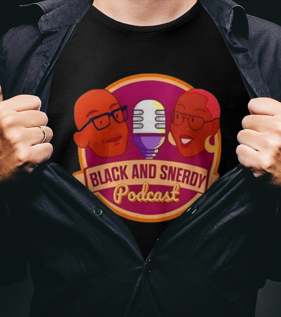 Black And Snerdy Podcast Hosts Microphone T-Shirt