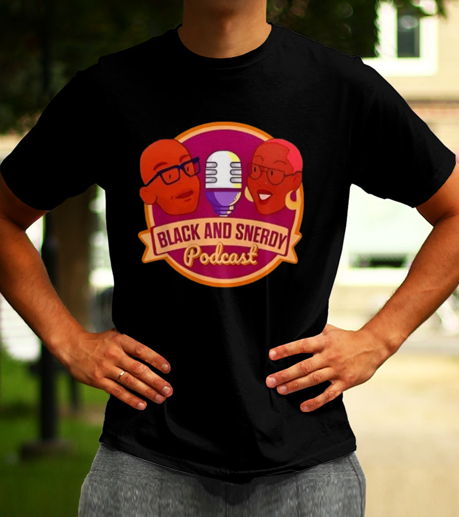 Black And Snerdy Podcast Hosts Microphone T-Shirt