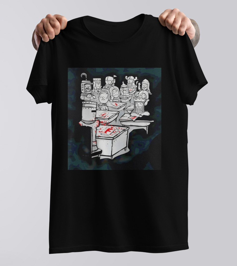 Bloody Knight Classroom Cartoon Failing Grade F T-Shirt