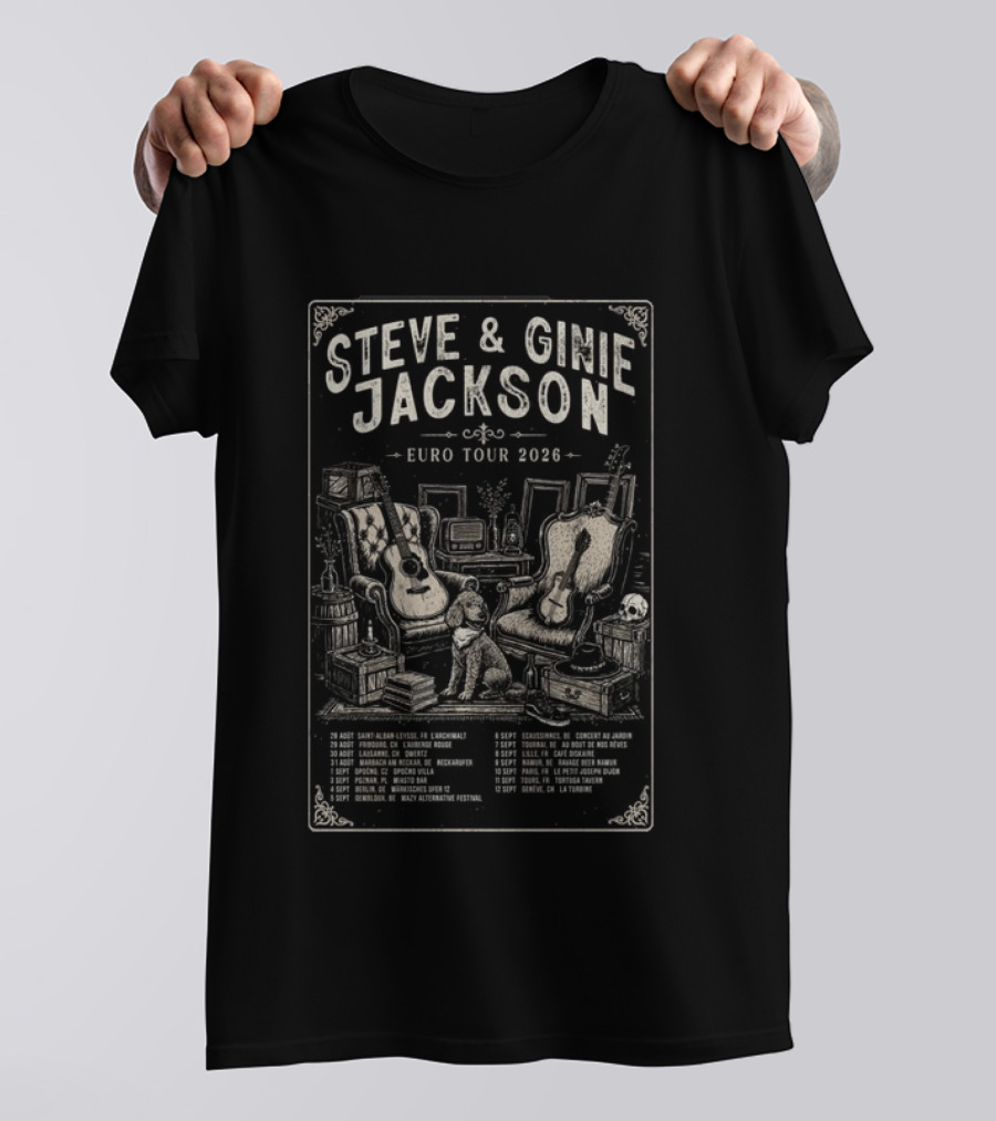 Steve & Ginie Jackson Euro Tour 2026 Collectible Concert August To October Tour Dates T-Shirt