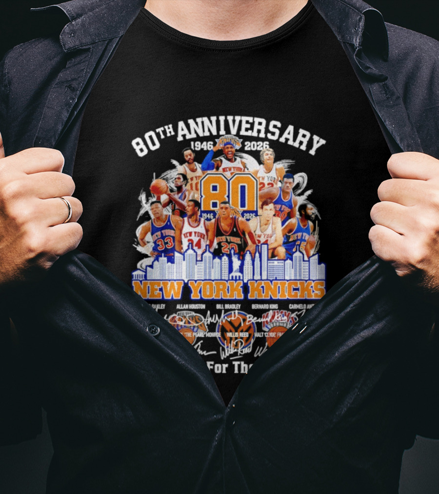 80th Anniversary 1946 2026 New York Knicks Charles Oakley Allan Houston Bill Bradley Bernard King Carmelo Anthony Thank You For The Memories T-Shirt