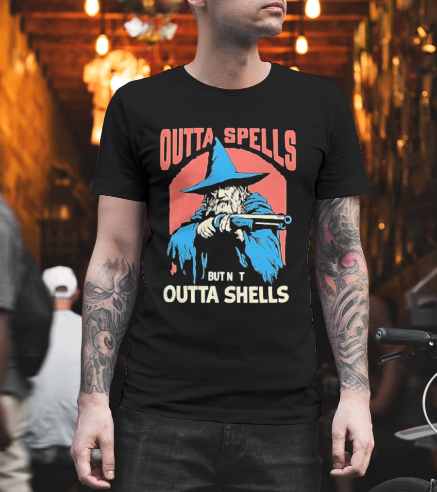 Outta Spells But Not Outta Shells Wizard Humor T-Shirt