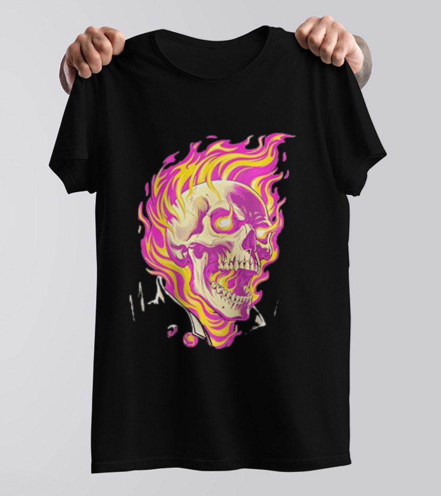 Ghost Rider Flaming Skull Marvel Fire Blaze T-Shirt