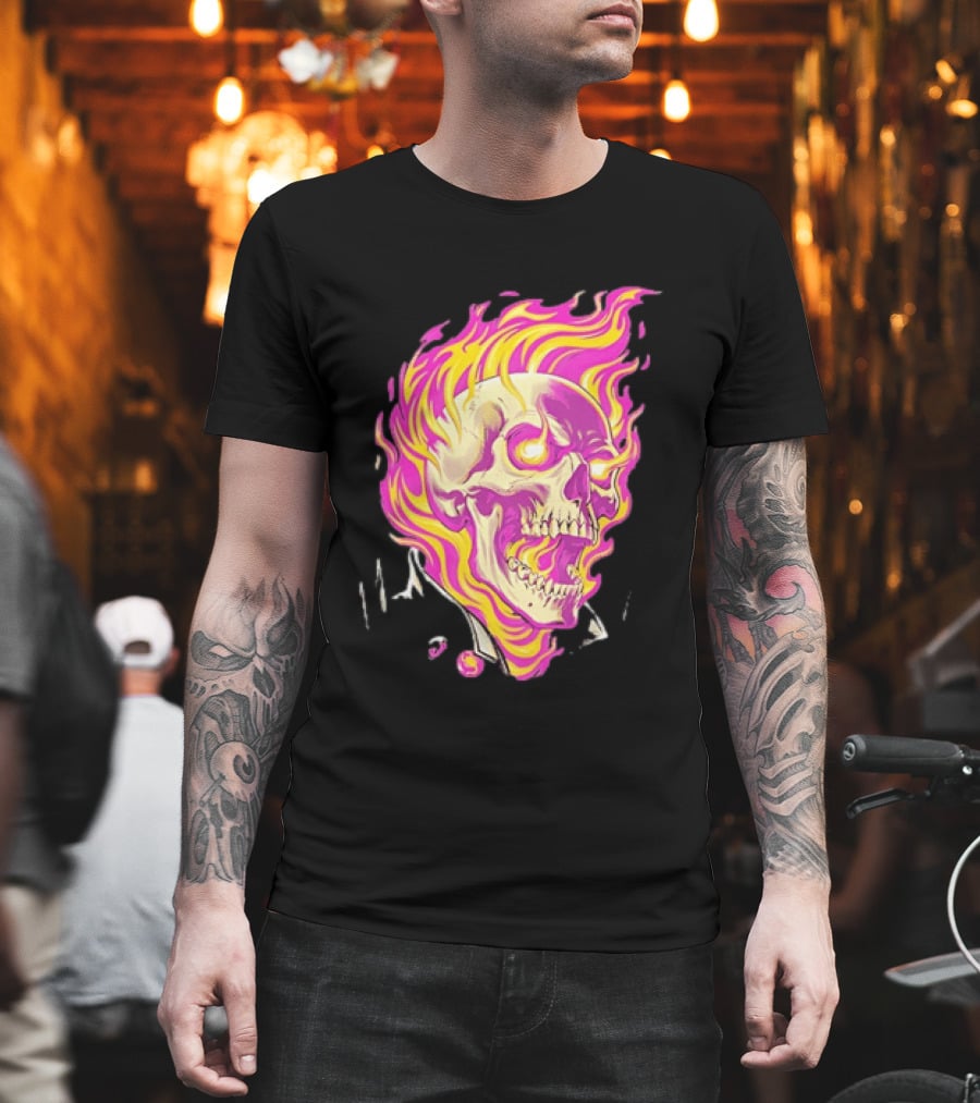 Ghost Rider Flaming Skull Marvel Fire Blaze T-Shirt