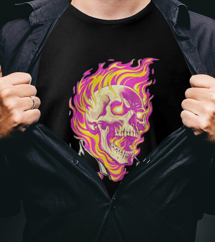 Ghost Rider Flaming Skull Marvel Fire Blaze T-Shirt