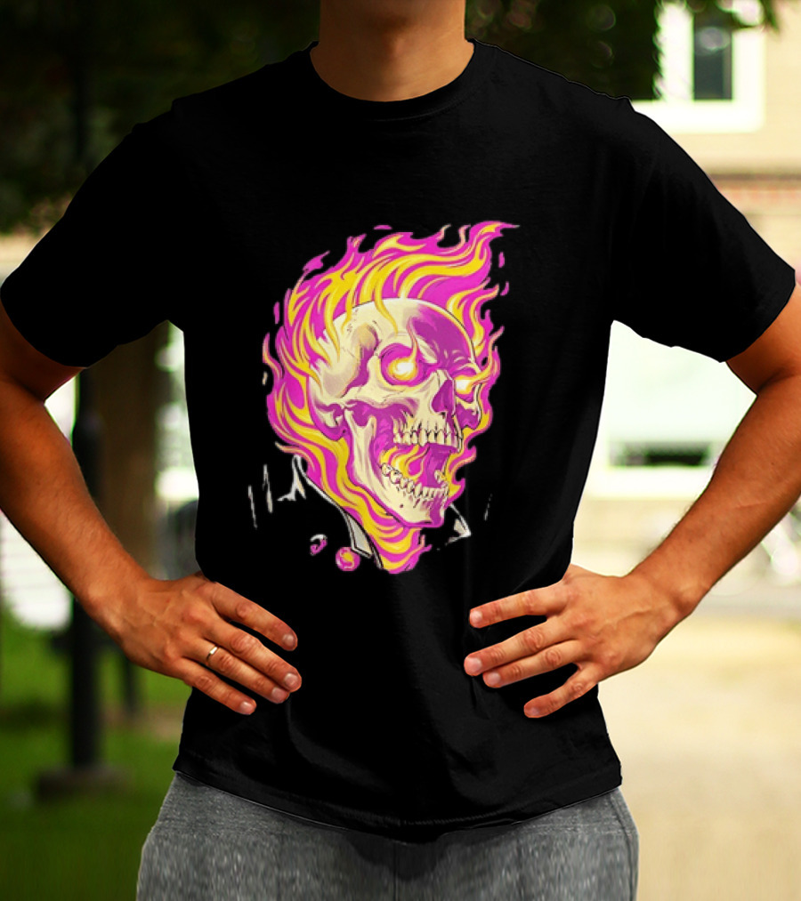 Ghost Rider Flaming Skull Marvel Fire Blaze T-Shirt