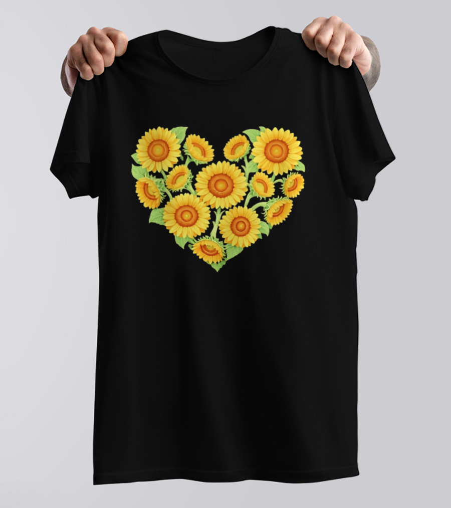 Sunflower Heart Shaped Floral Arrangement Nature T-Shirt