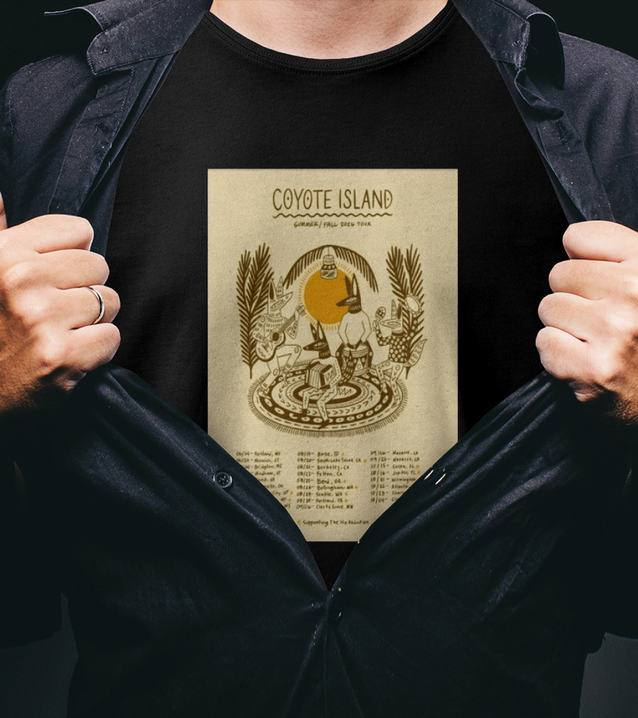 Coyote Island Summer Fall 2026 Tour Portland Boise Berkeley Petaluma T-Shirt