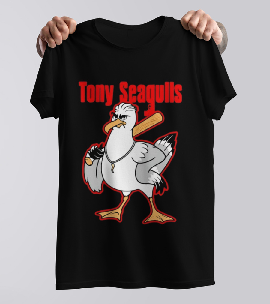 Tony Seagulls Mobster Bird Seagull Mafia T-Shirt