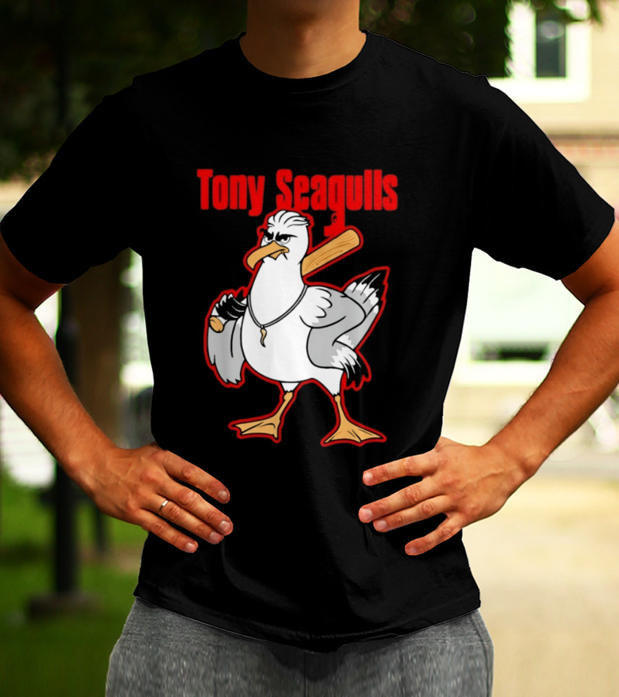 Tony Seagulls Mobster Bird Seagull Mafia T-Shirt