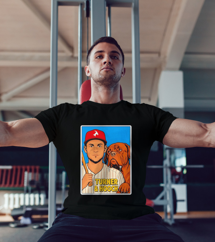 Philadelphia Phillies Trea Turner And Hooch Baseball Retro Illustrated Print T-Shirt