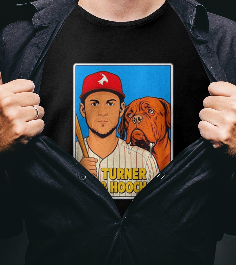 Philadelphia Phillies Trea Turner And Hooch Baseball Retro Illustrated Print T-Shirt