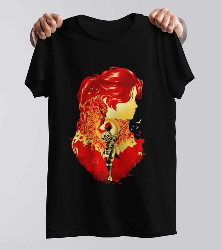 Paintress Expeditioner Red Haired Warrior Emblem 33 Discovery T-Shirt