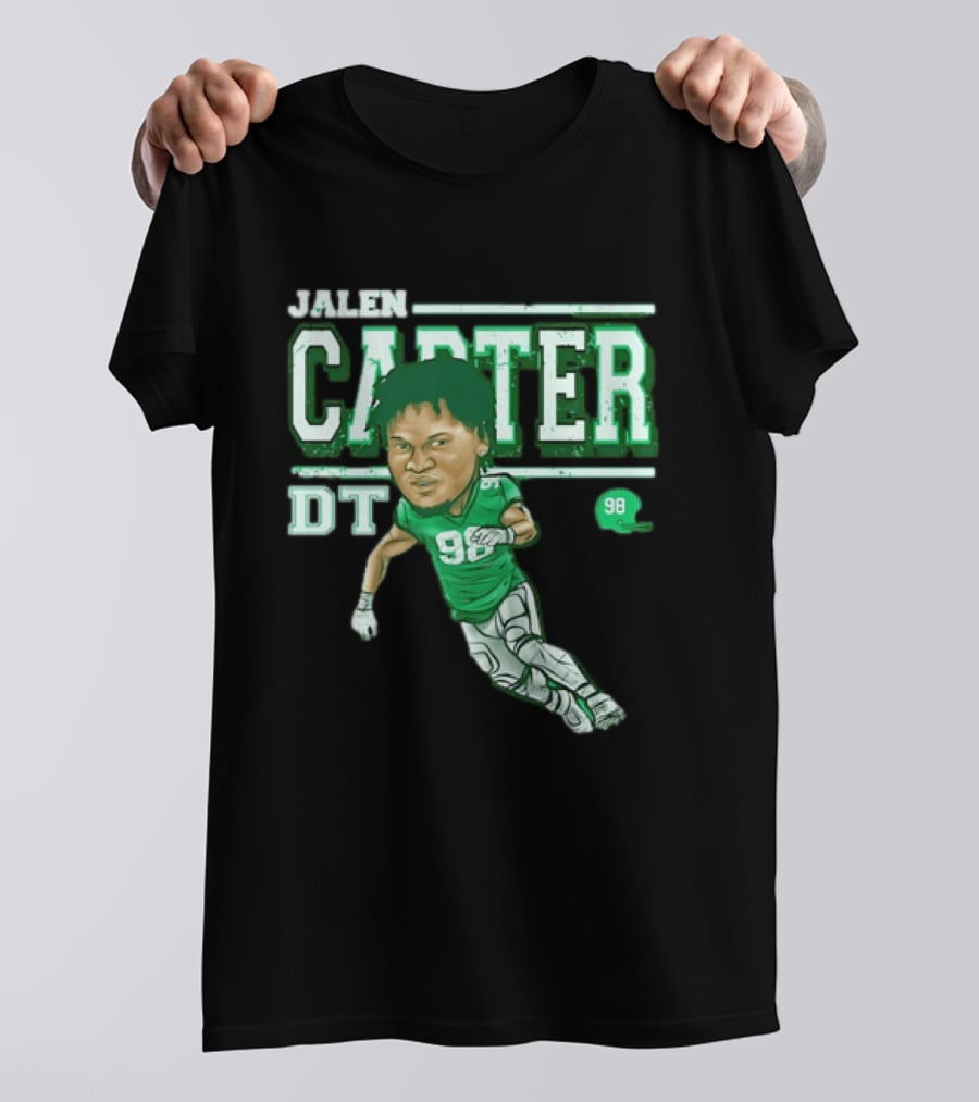 Jalen Carter Philadelphia Eagles DT 98 Caricature Football Player T-Shirt