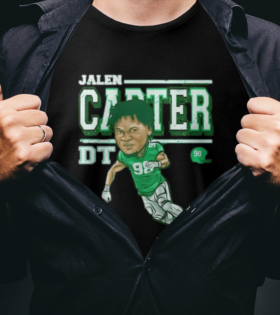 Jalen Carter Philadelphia Eagles DT 98 Caricature Football Player T-Shirt