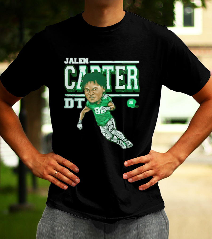Jalen Carter Philadelphia Eagles DT 98 Caricature Football Player T-Shirt