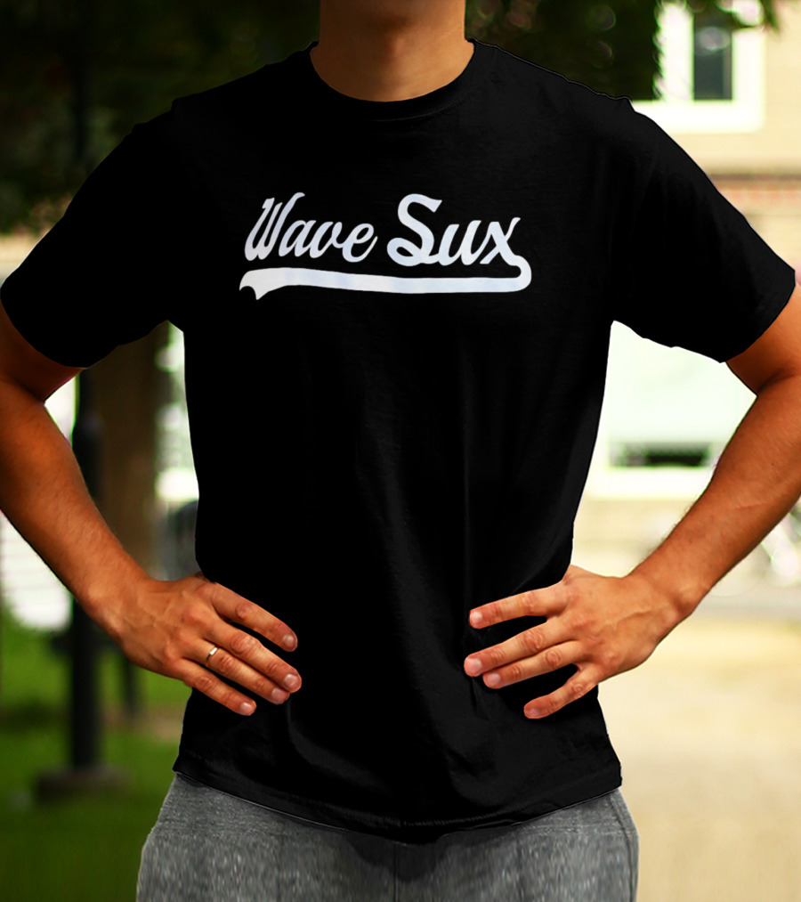 Wave Sux Script Font White Text Wave T-Shirt