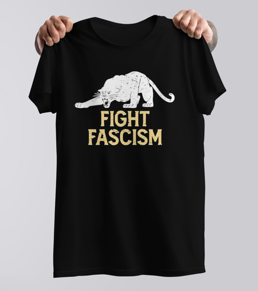 Distressed Fight Fascism Panther Anti Fascist T-Shirt