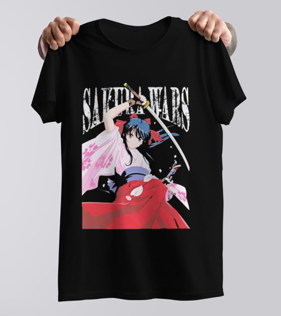 Sakura Wars Distressed Anime Samurai Girl With Katana T-Shirt
