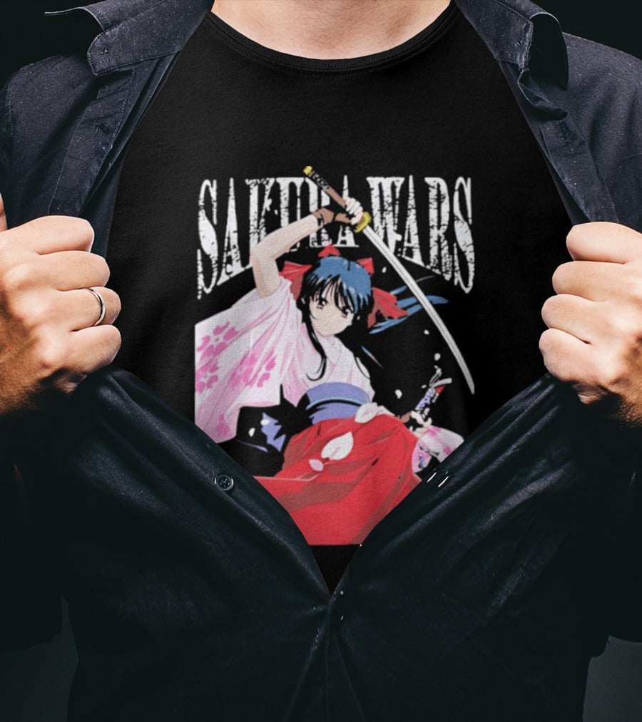 Sakura Wars Distressed Anime Samurai Girl With Katana T-Shirt