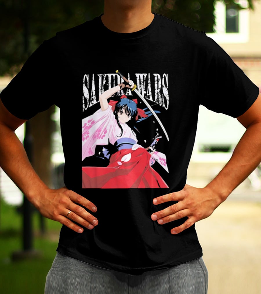 Sakura Wars Distressed Anime Samurai Girl With Katana T-Shirt