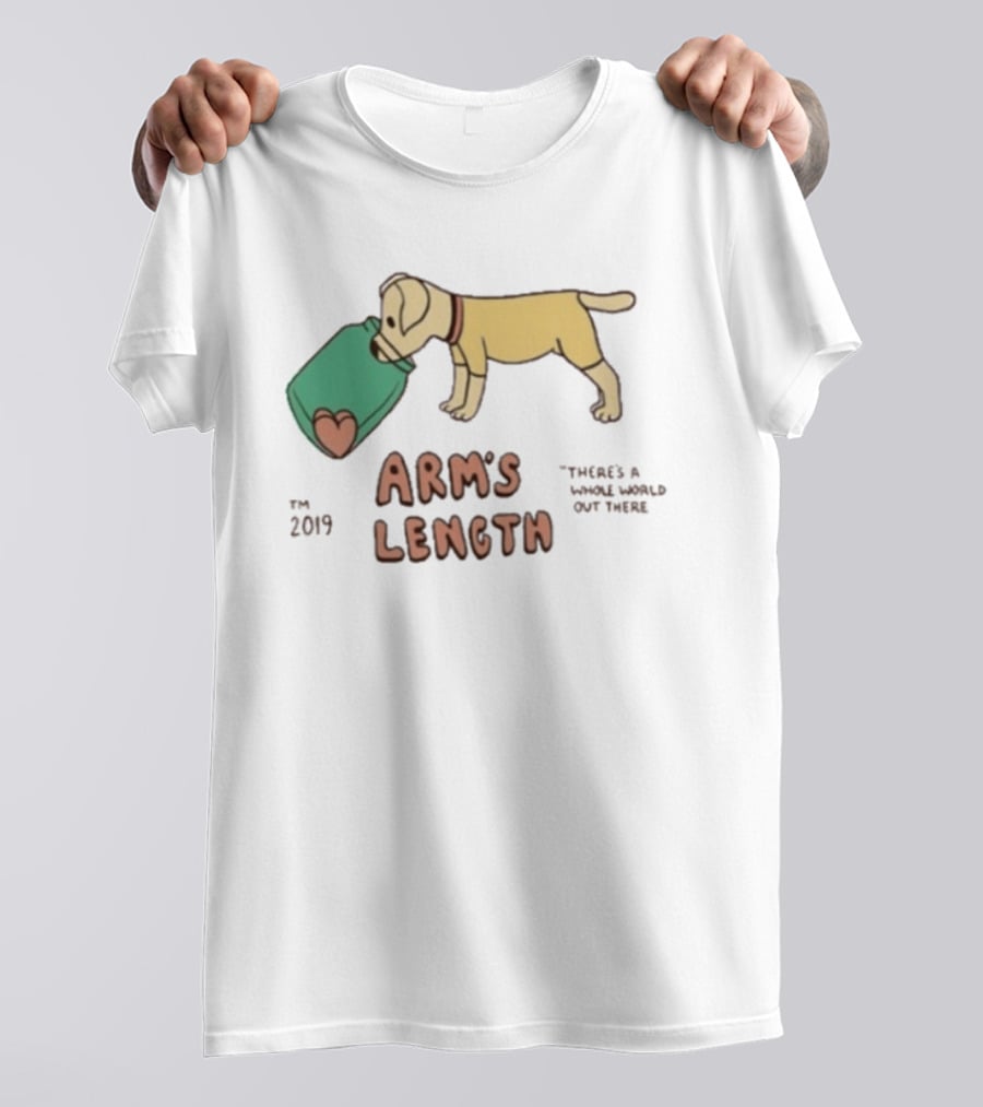 Arm's Length 2019 Dog With Jar There's A Whole World Out There T-Shirt