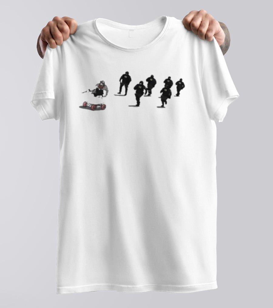 Ice Protest Vikings Silhouettes On Skates With Red Barrels T-Shirt