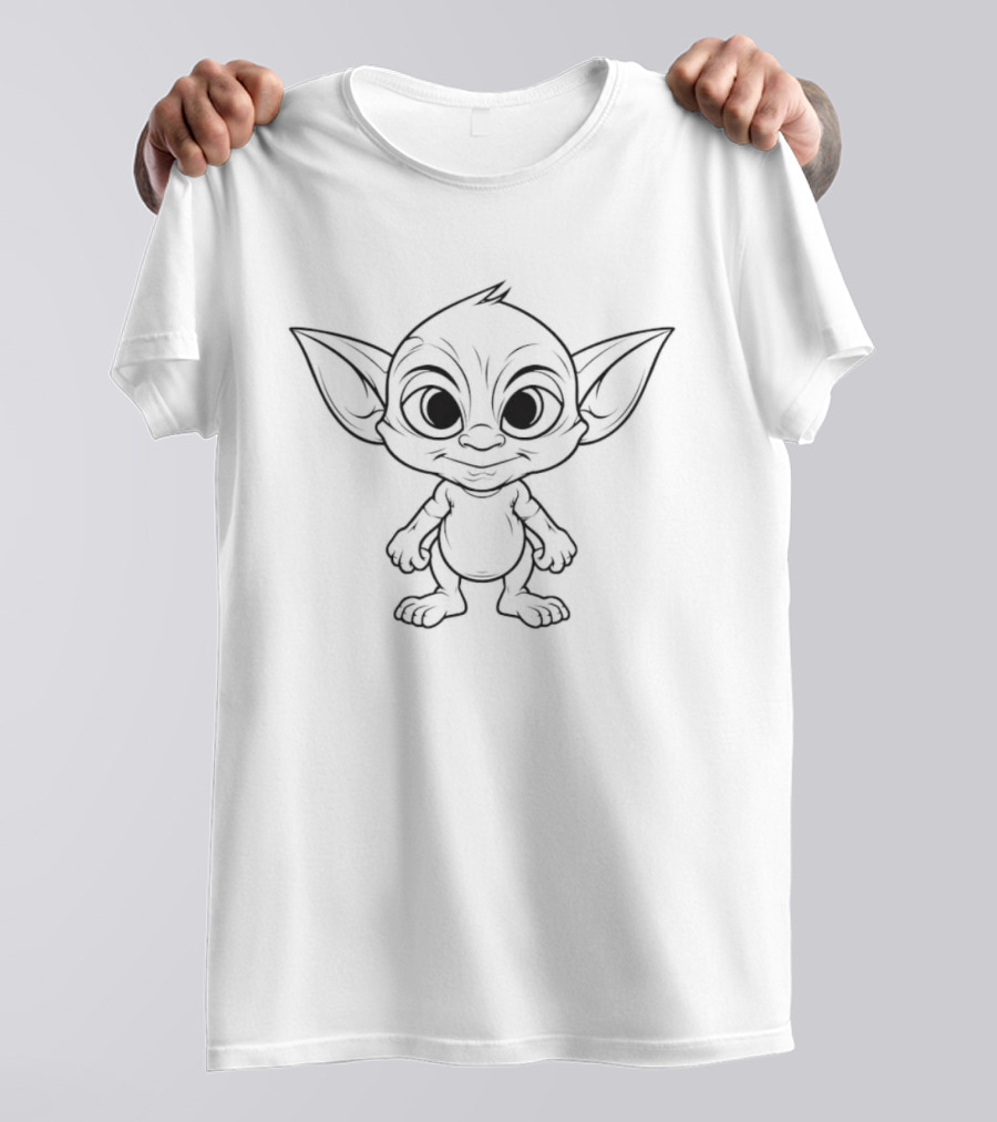 Bosquejo Del Esquema Baby Yoda Página Para Colorear Dibujo Personaje Adorable T-Shirt