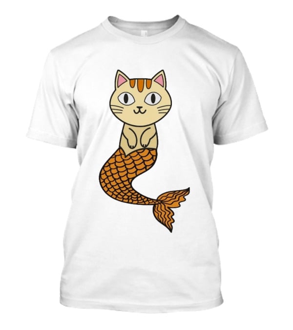 Cat Mermaid Whiskered Feline With Orange Scales T-Shirt