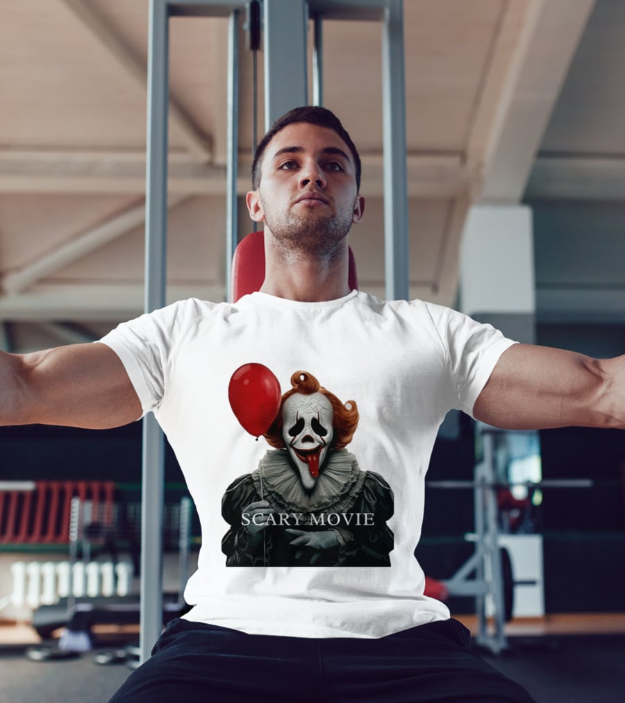 Pennywise Scary Movie Mashup Creepy Clown With Red Balloon T-Shirt