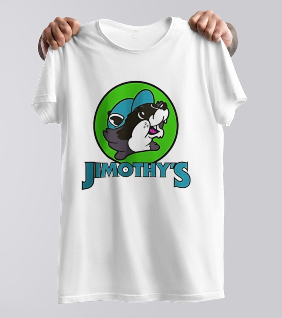 Jimothy's Cartoon Hat Character In Green Circle T-Shirt