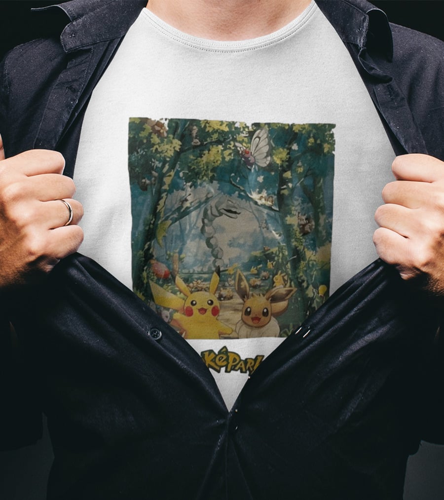 Pikachu Eevee PokéPark Kanto Forest Onix Butterfree Scene T-Shirt