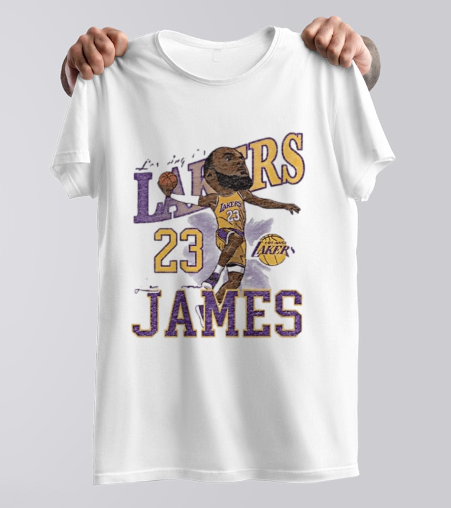 Los Angeles Lakers Lebron James 23 Basketball Caricature Player T-Shirt