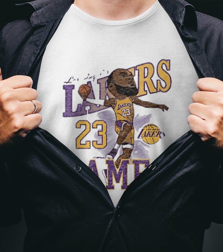 Los Angeles Lakers Lebron James 23 Basketball Caricature Player T-Shirt